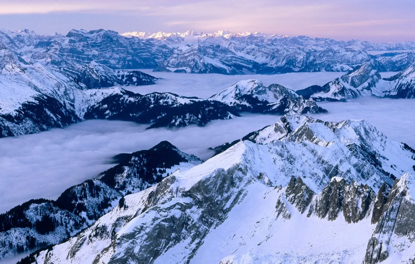 Photo wallpaper snow, Winter, Mountains, Landscape