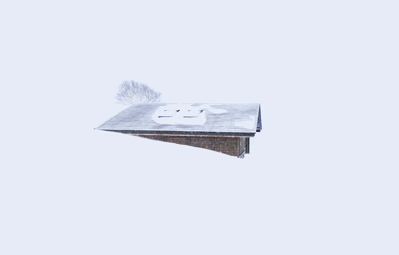 Photo wallpaper snow, house, tree, Winter, details