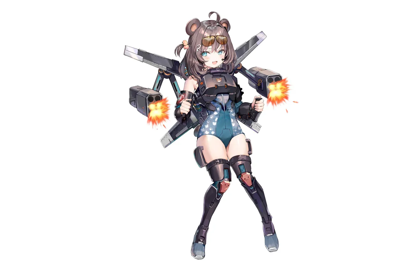 Photo wallpaper girl, sexy, armor, legs, brown hair, animal ears, anime, blue eyes