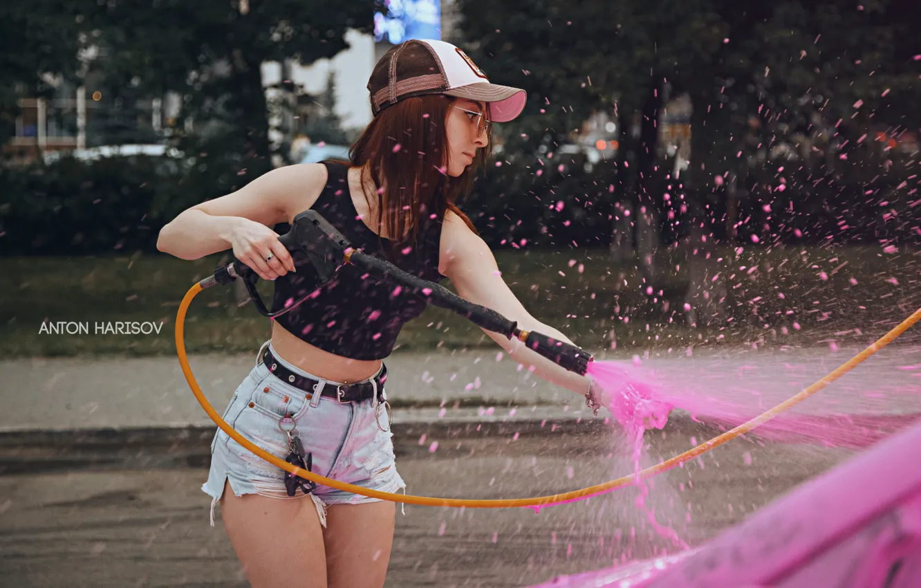 Photo wallpaper model, Kia, women, redhead, vehicle, sunglasses, pierced navel, jean shorts