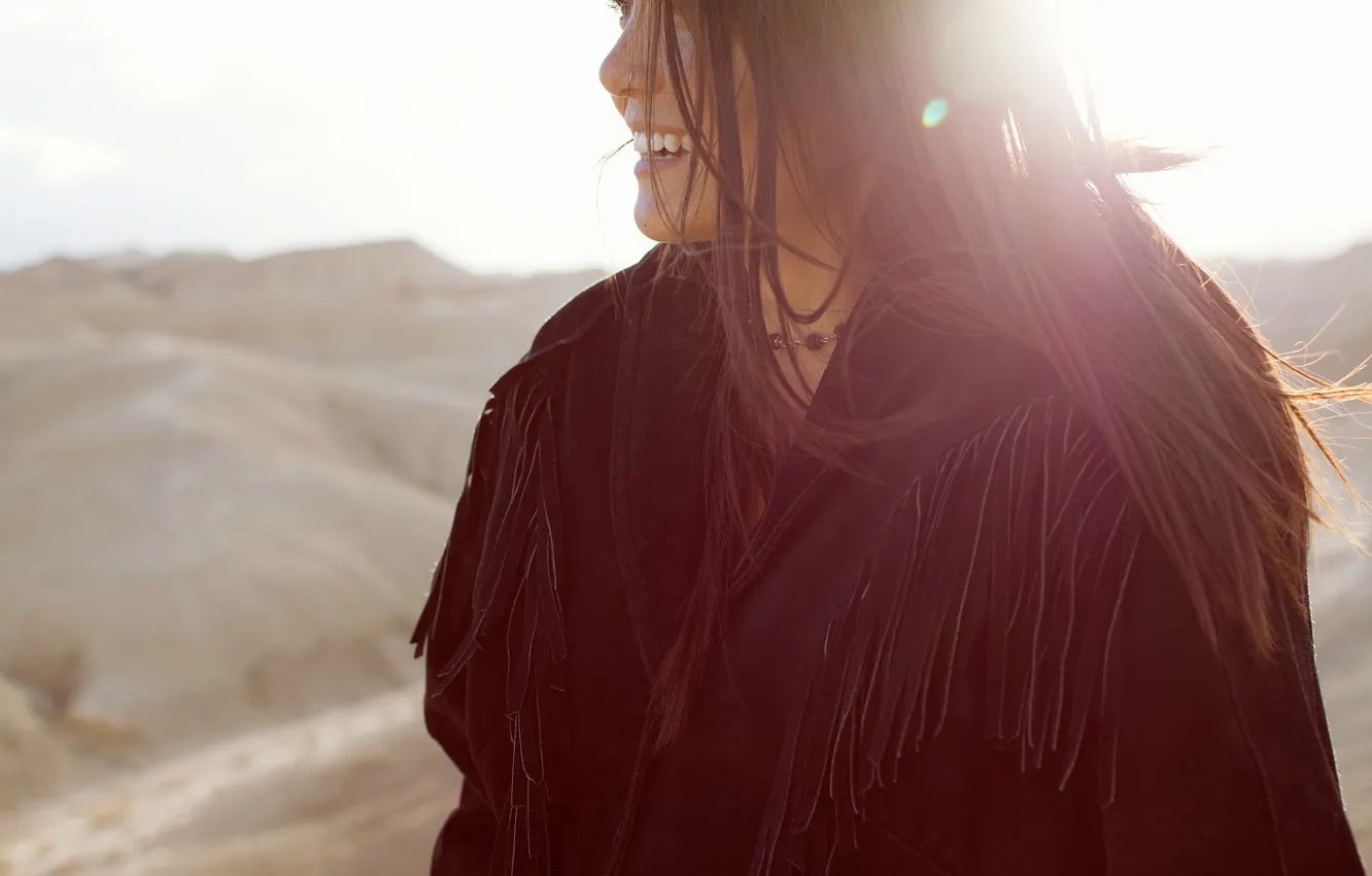 Photo wallpaper girl, smile, brunette