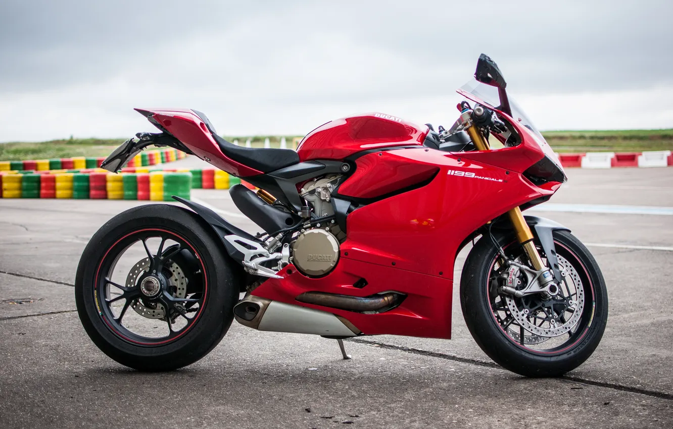 Photo wallpaper red, motorcycle, red, side view, track, bike, Ducati, supersport