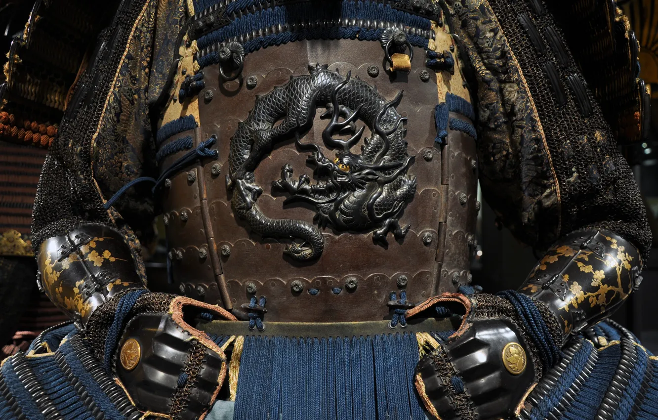 Photo wallpaper Japan, armor, duty, dragon, samurai, asian, japanese, oriental
