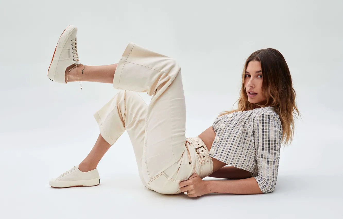 Photo wallpaper girl, hair, show, Campaign, Hailey Bieber, Hayley Bieber, Superga