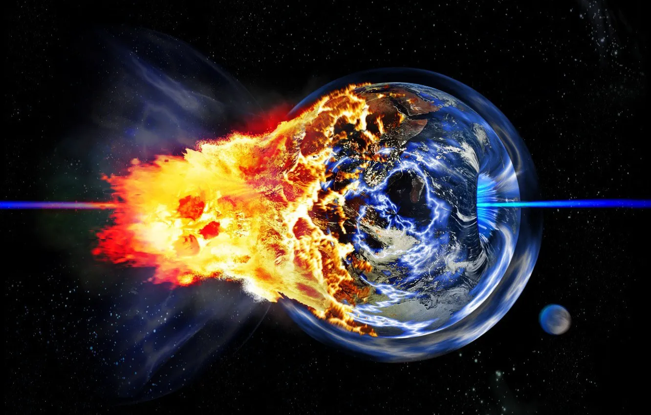Photo wallpaper the explosion, planet, Disaster
