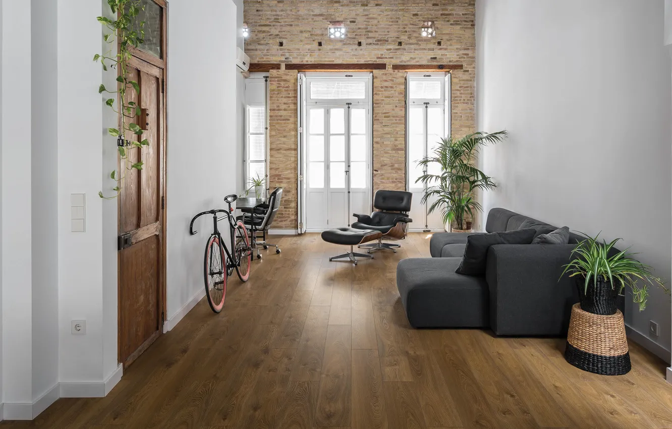 Photo wallpaper design, style, interior, living room, hidden loft, by Ambau Taller D'arquitectes, Loft Renovation