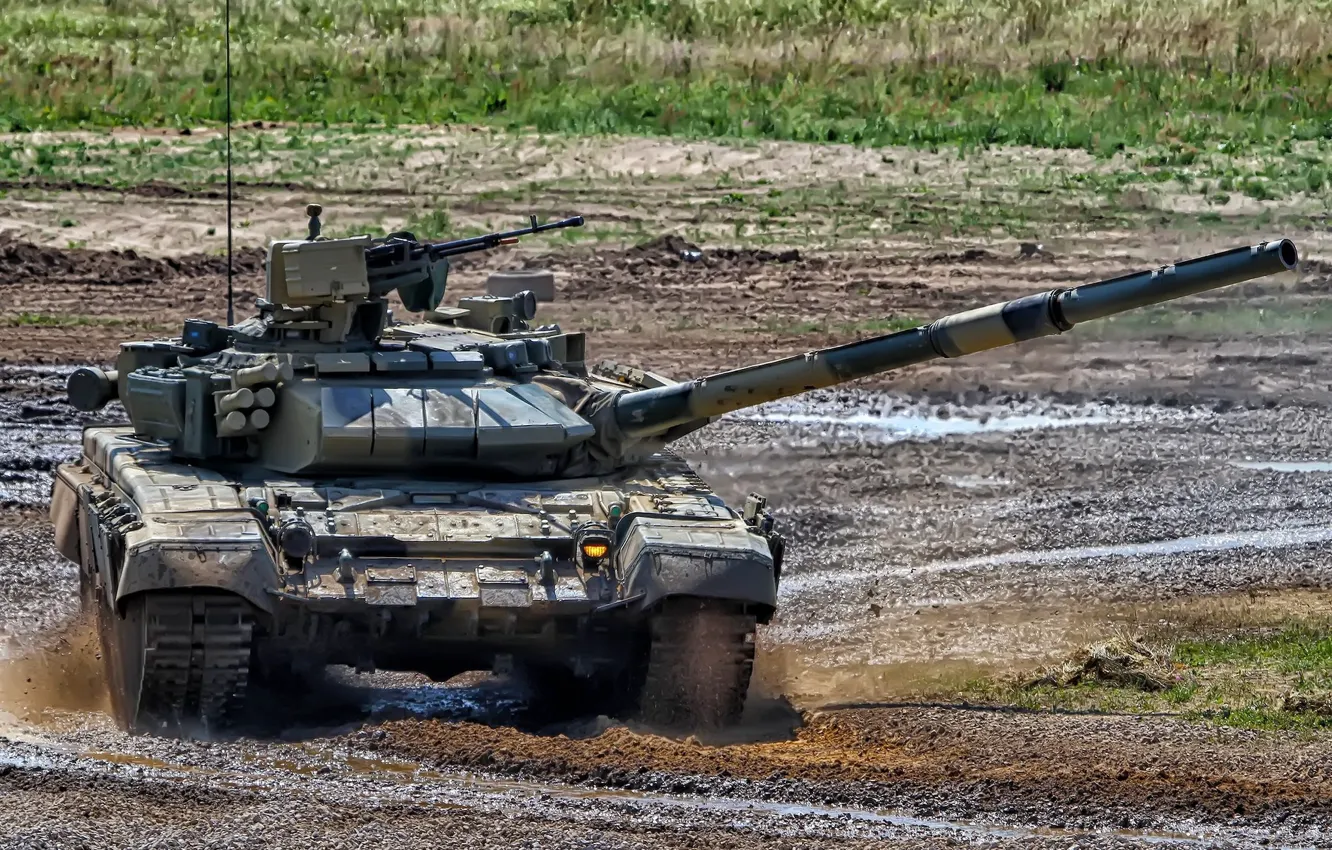 Photo wallpaper tank, polygon, T-90S, armored vehicles of Russia, T-90S