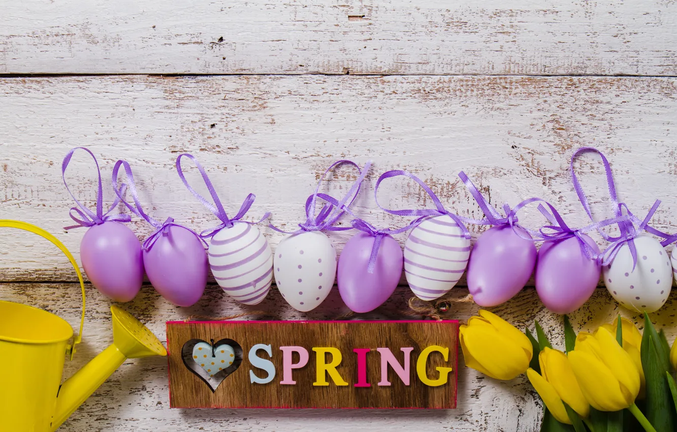 Photo wallpaper flowers, yellow, spring, colorful, Easter, tulips, flowers, tulips