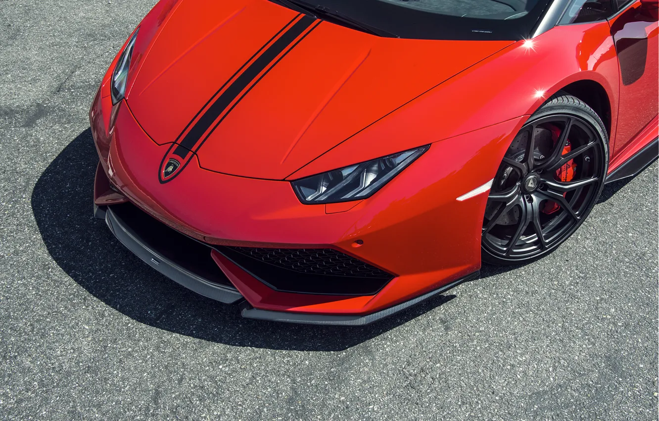 Photo wallpaper Lamborghini, Red, red, Lamborghini, 2015, Huracan, hurakan