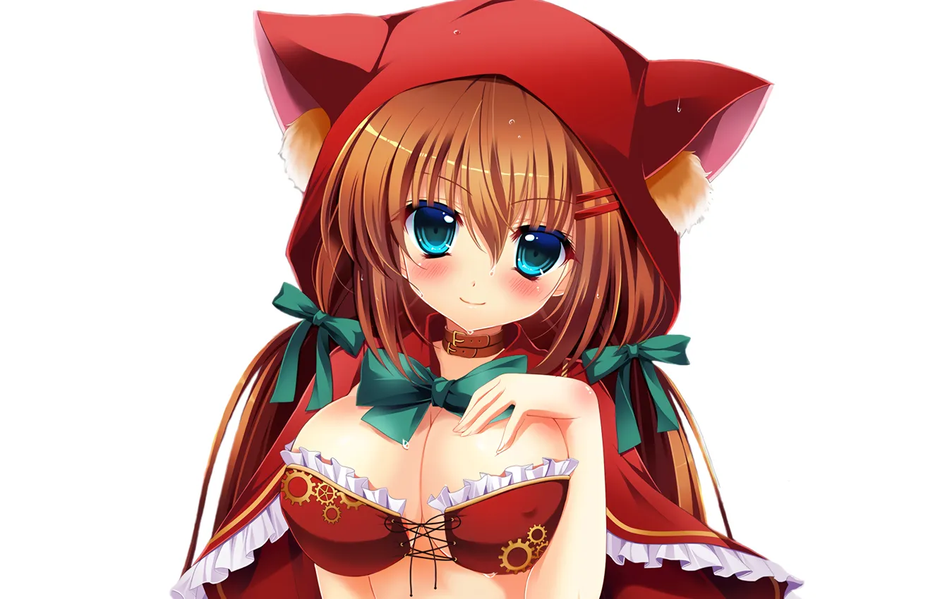 Photo wallpaper girl, sexy, lingerie, bra, cleavage, long hair, boobs, anime