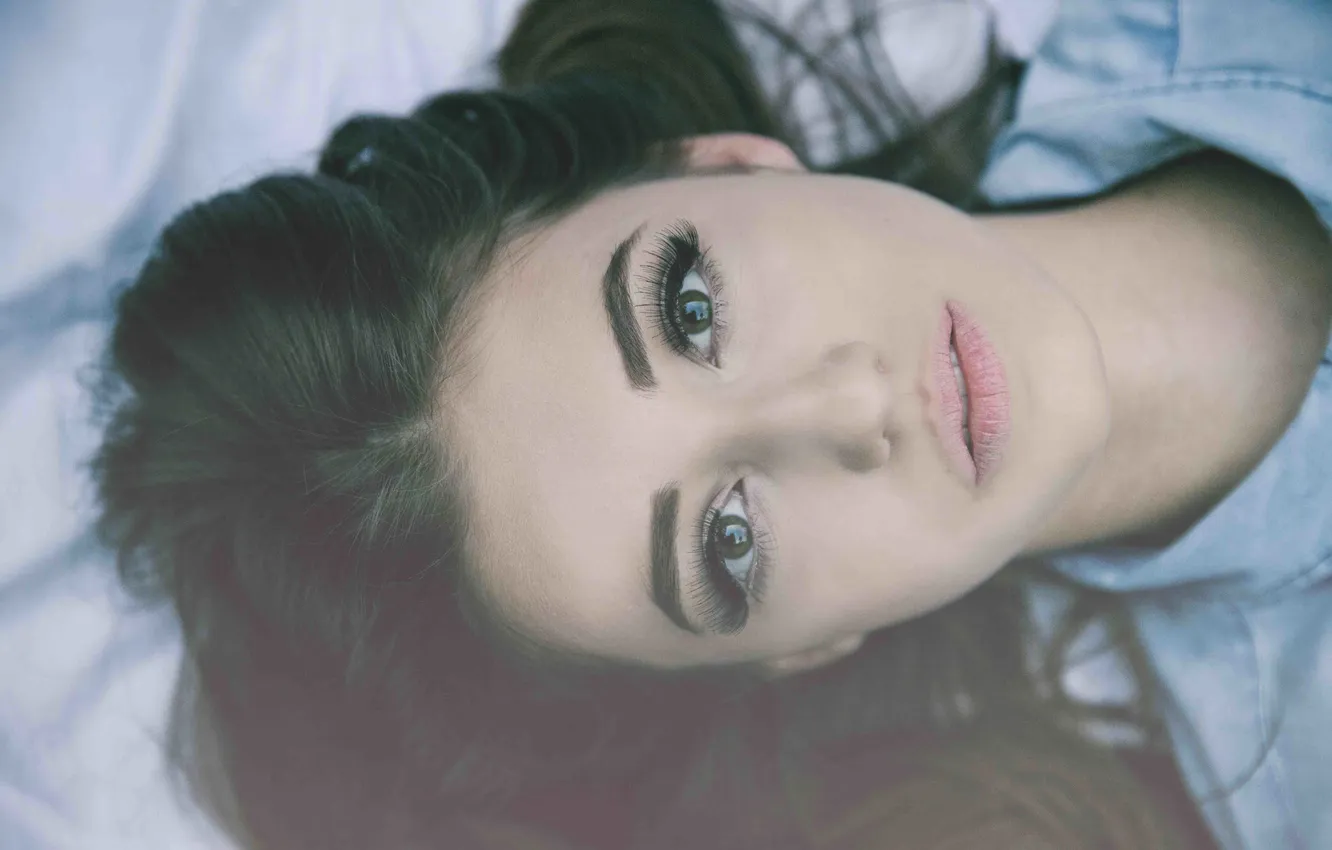 Photo wallpaper girl, face, eyelashes, portrait, brunette