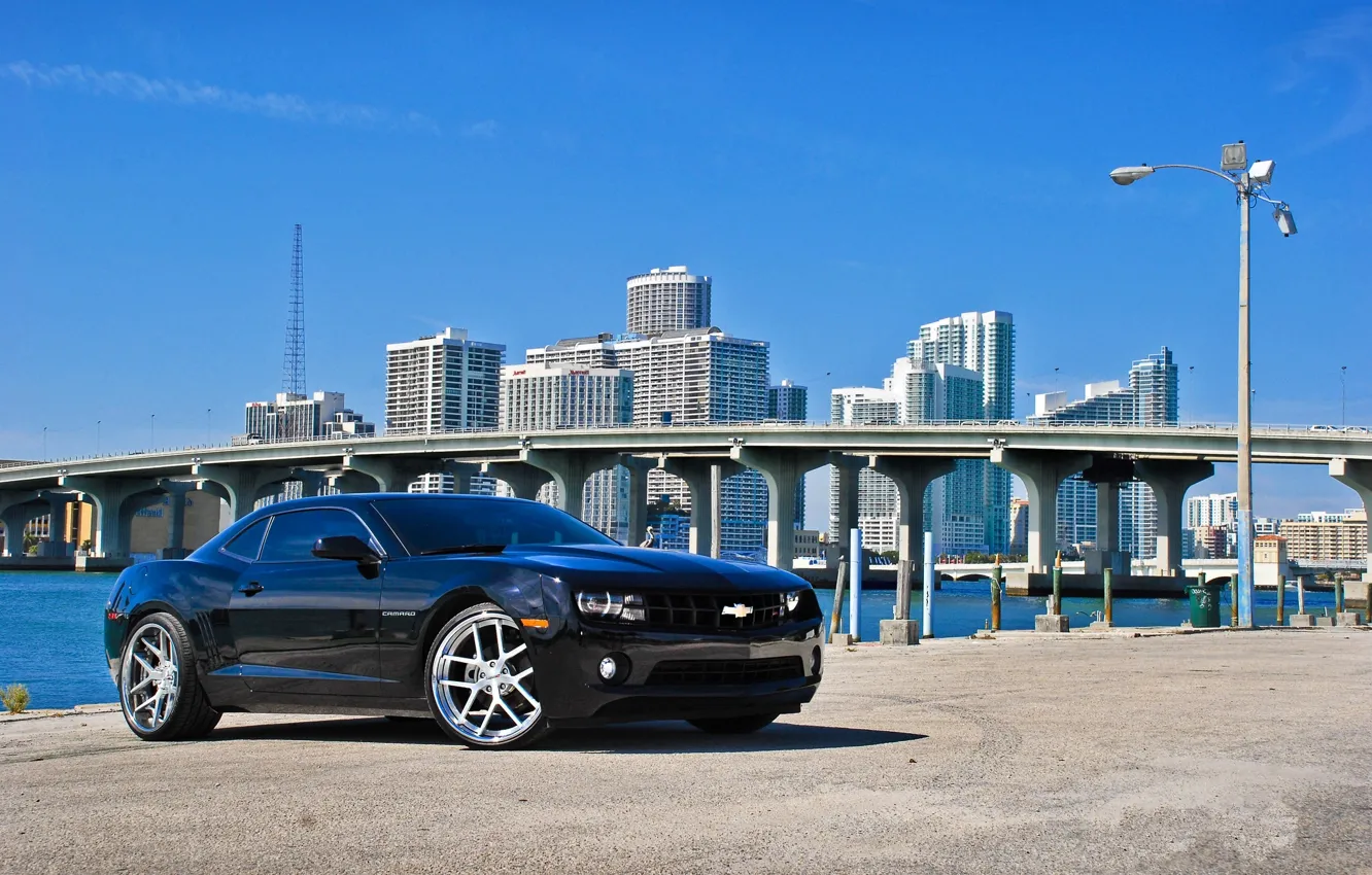 Photo wallpaper bridge, black, building, lantern, black, chevrolet, promenade, florida