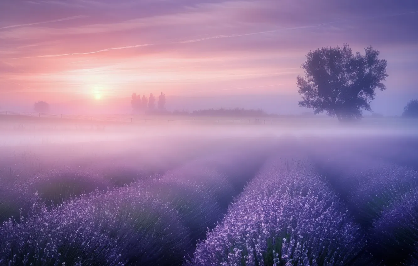 Photo wallpaper field, summer, the sky, the sun, clouds, light, trees, flowers