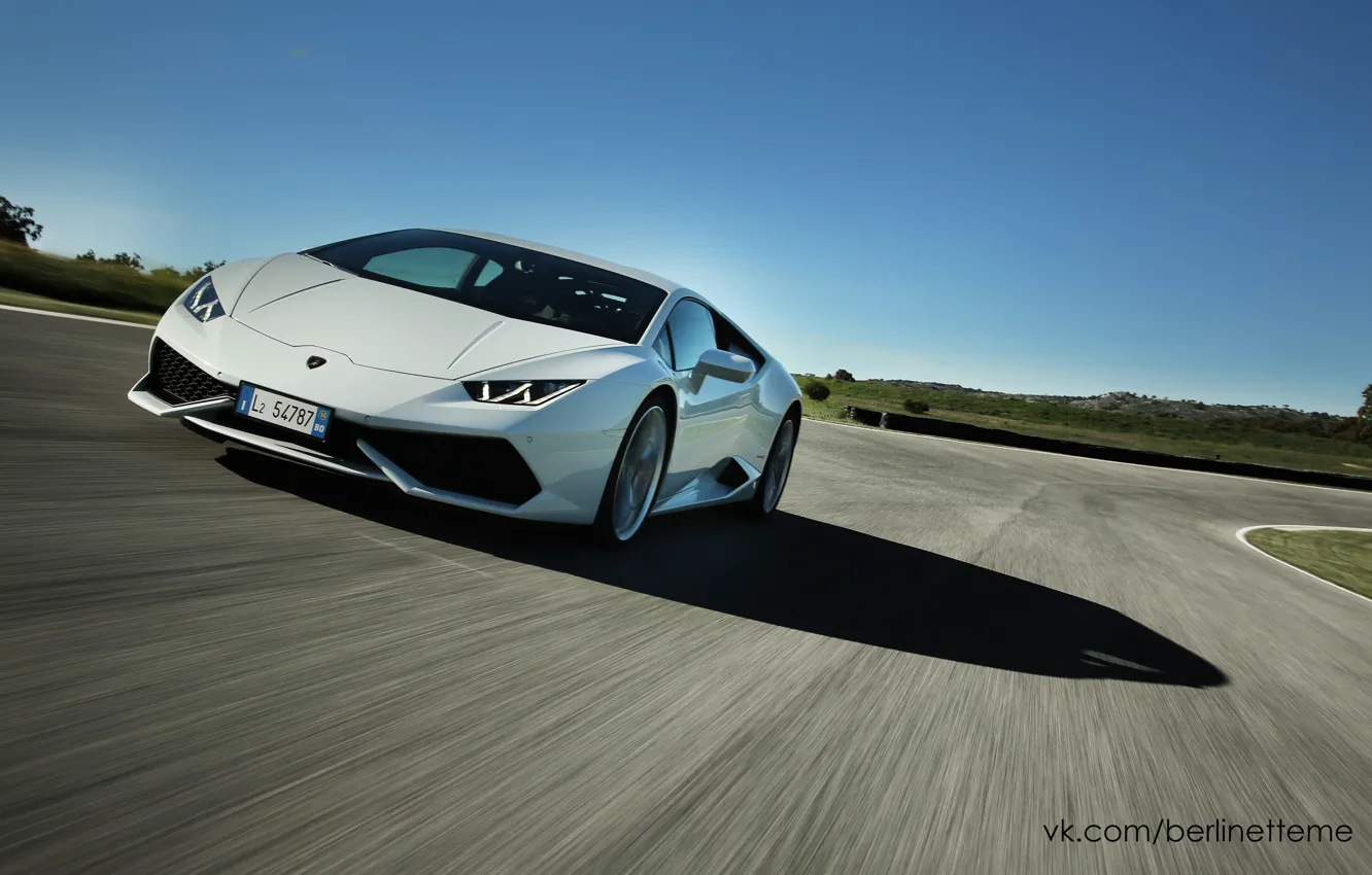 Photo wallpaper road, white, Lamborghini, supercar, Huracan