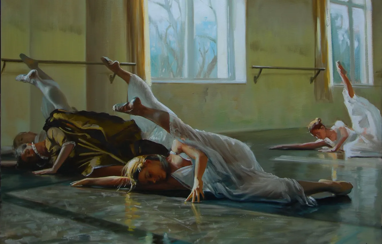 Photo wallpaper girl, ballerina, stretching, training, training, exercise, Ballet dancer, mine clearance