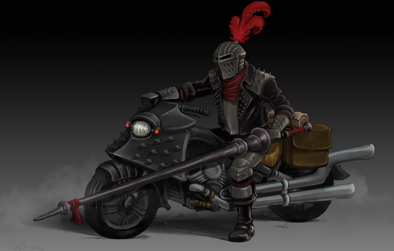 Photo wallpaper art, bike, knight, Gladiator, Outlaw Biker, Nick Kester