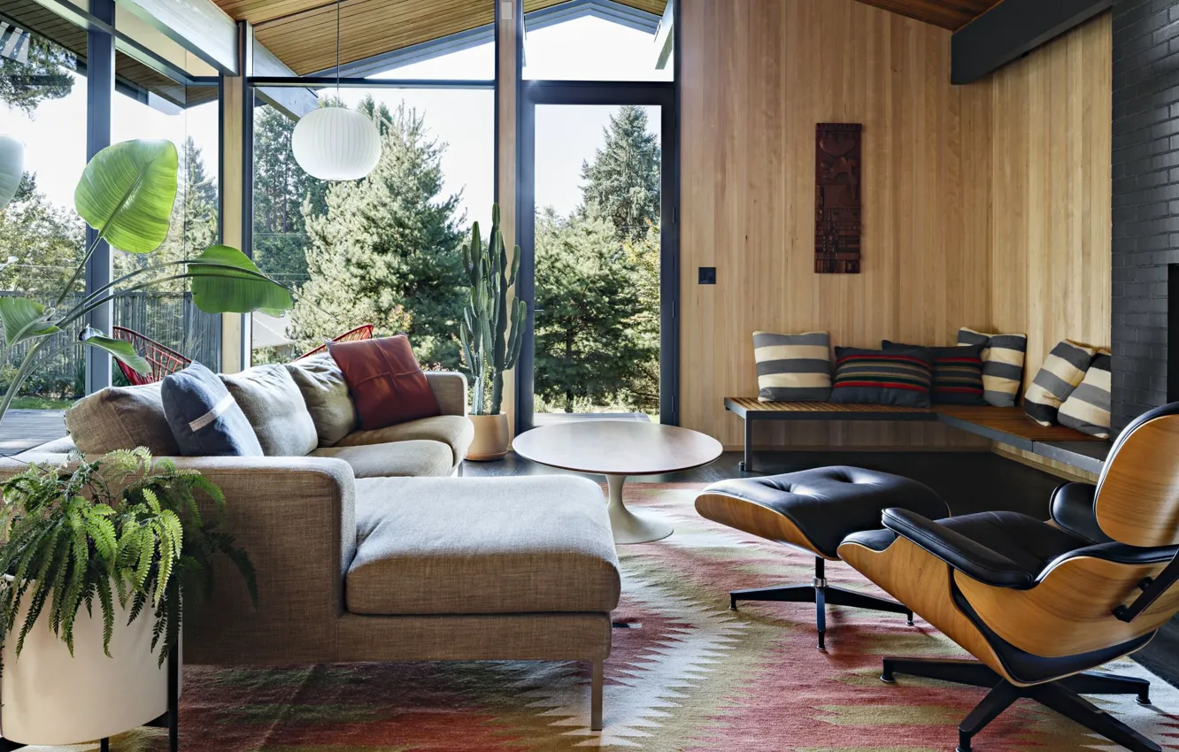 Photo wallpaper style, interior, by Jessica Helgerson Interior Design, Saul Zaik House, Oregon, retro style of the …