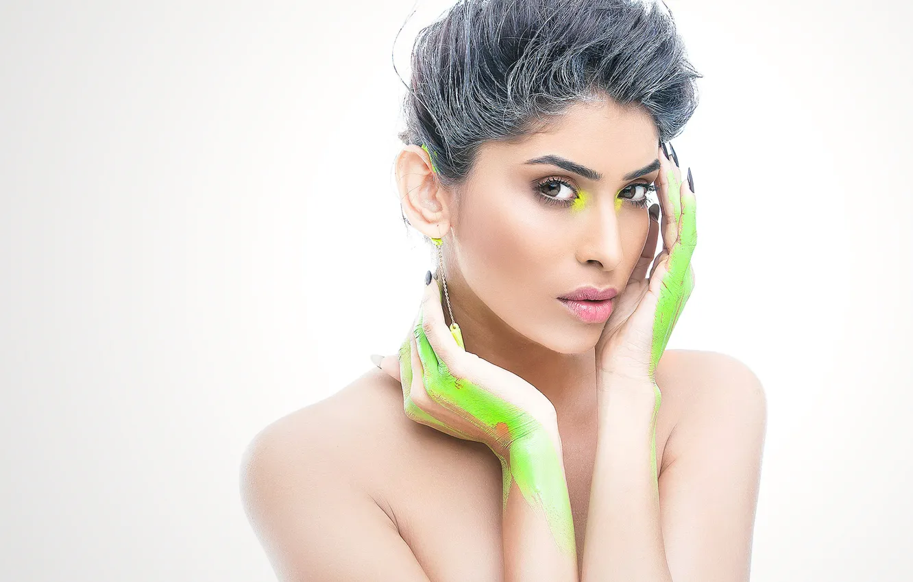 Photo wallpaper girl, hot, sexy, eyes, smile, beautiful, model, pretty