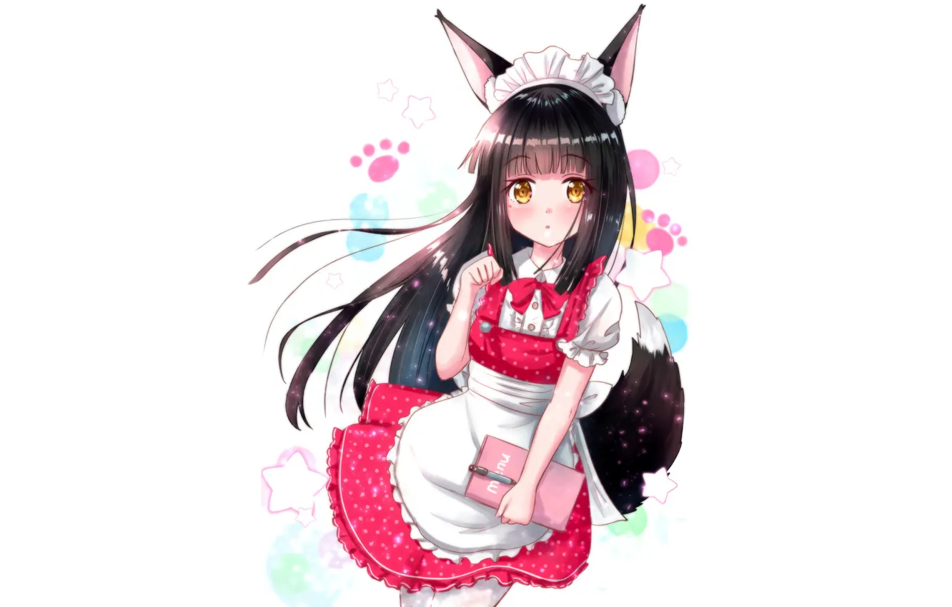 Photo wallpaper girl, long hair, dress, animal ears, anime, beautiful, pretty, attractive