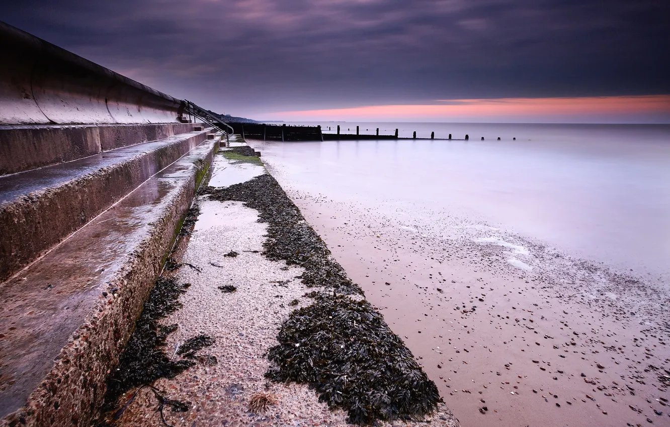 Photo wallpaper sea, landscape, sunset