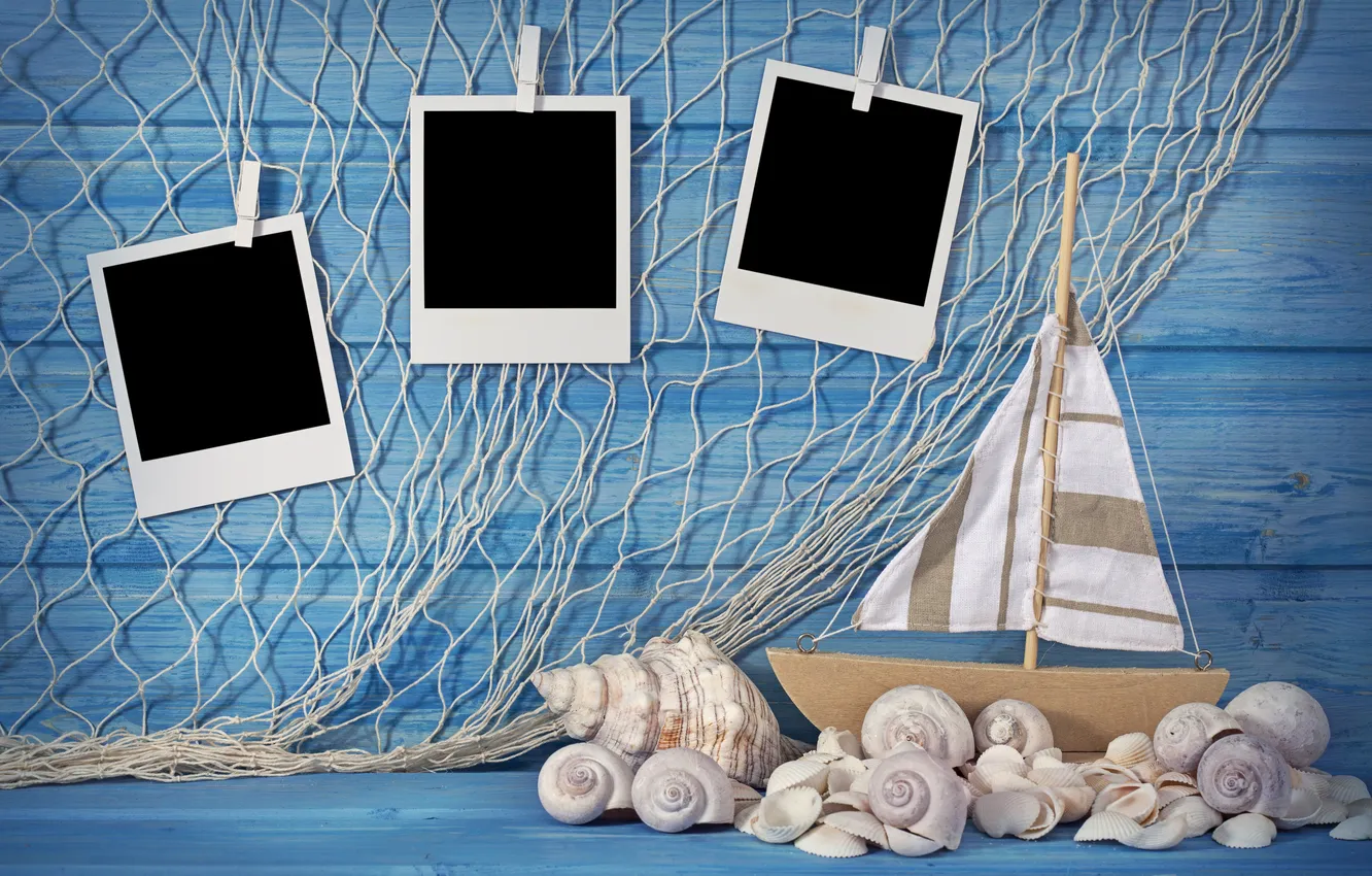Photo wallpaper sink, photos, boat, shells