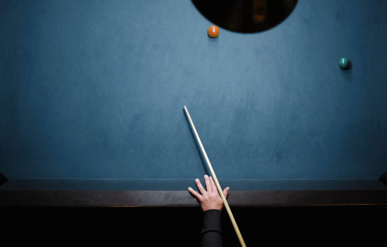 Photo wallpaper hand, Billiards, cue, pool table