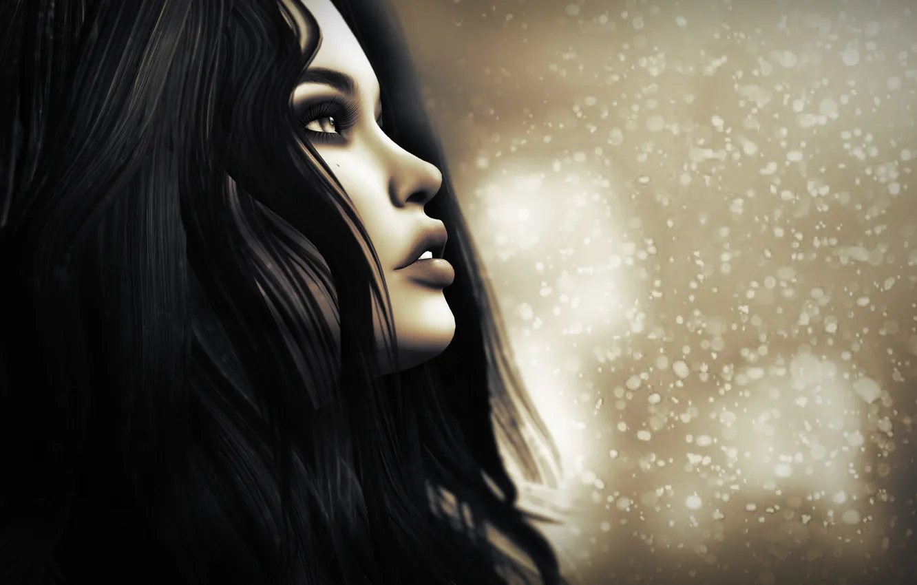 Photo wallpaper girl, face, background, profile