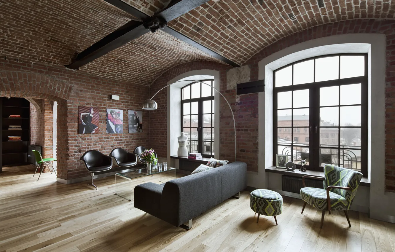 Photo wallpaper room, interior, living room, loft style
