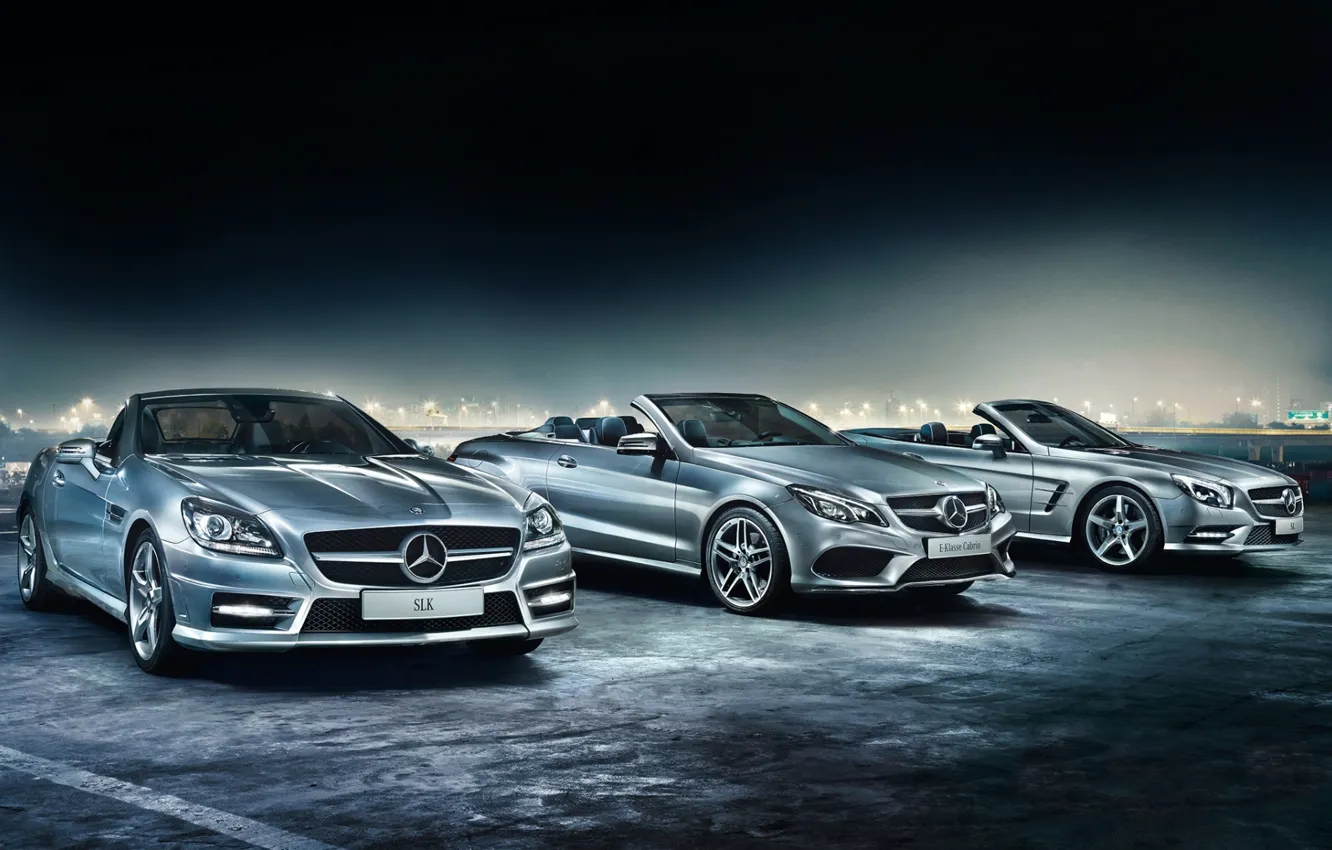 Photo wallpaper background, Mercedes-Benz, Mercedes, the front, Cabrio, E-Class, SLK, convertibles
