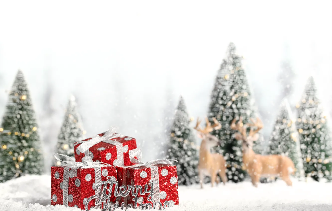 Photo wallpaper decoration, holiday, New Year, Christmas, deer, Christmas, New Year