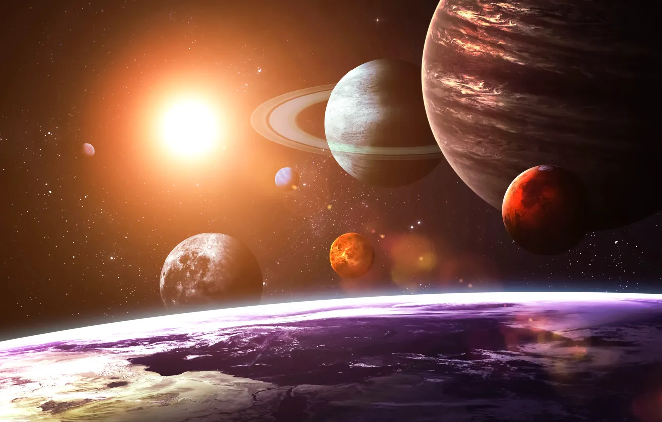 Photo wallpaper planets, solar system, as seen from Earth