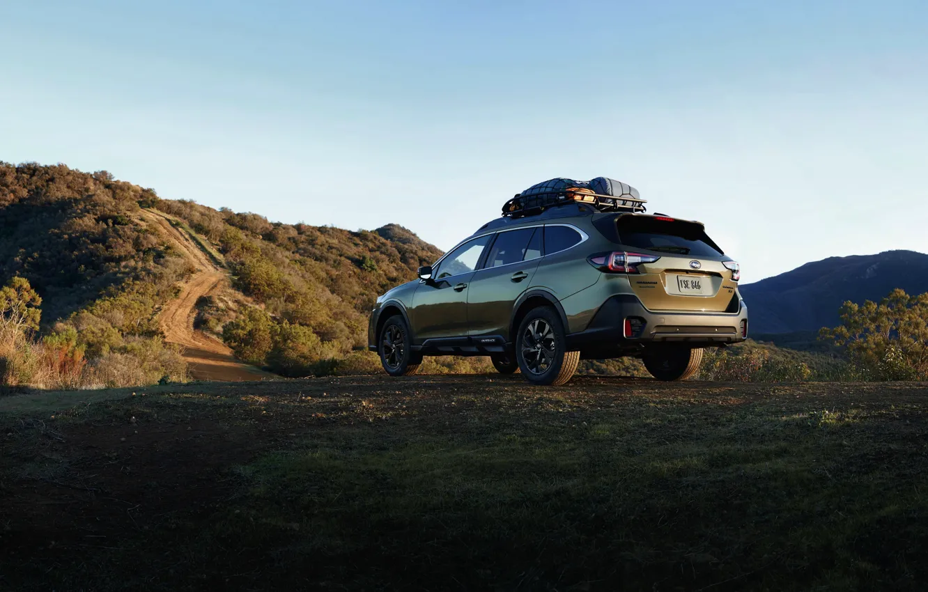 Photo wallpaper Subaru, mountain road, universal, Outback, AWD, 2020