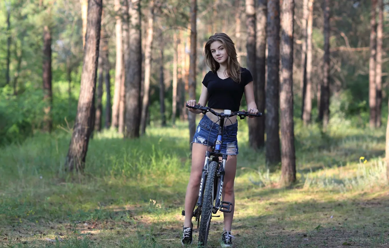 Photo wallpaper girl, bike, sweetheart, Margarita, Murat Kuzhakhmetov