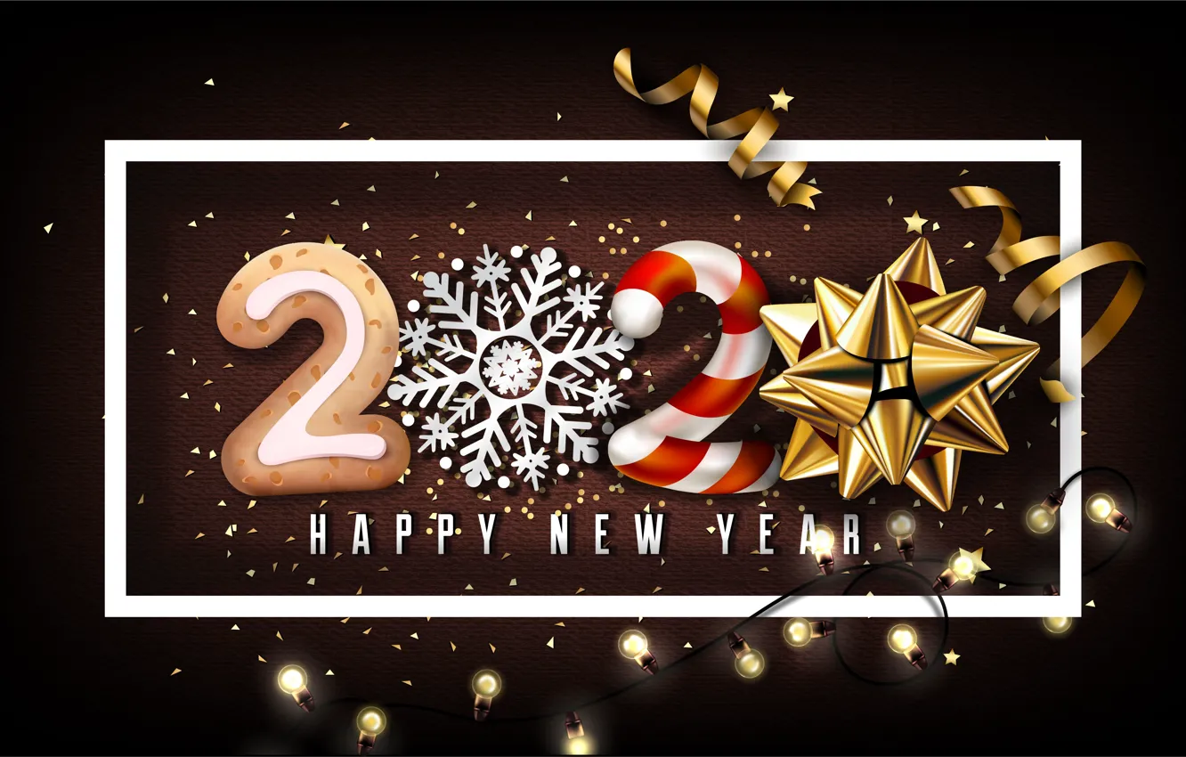 Photo wallpaper decoration, snowflakes, background, the inscription, new year, garland, background, 2020-new-year