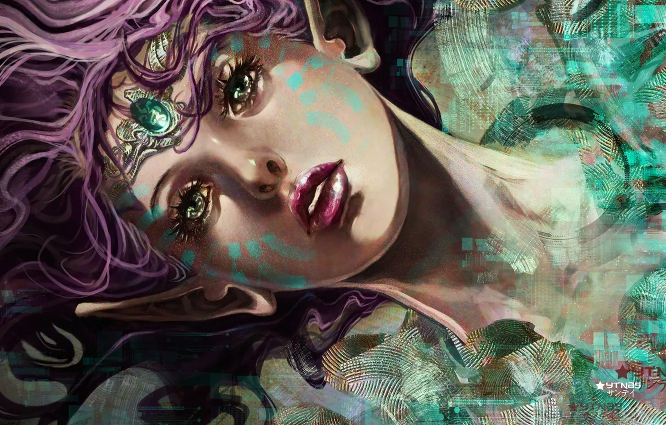 Photo wallpaper girl, face, stones, hair