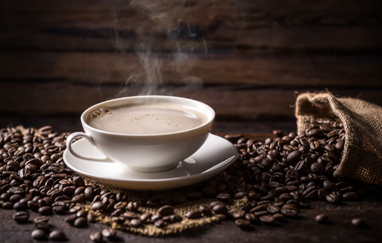 Photo wallpaper white, background, coffee, hot, grain, pair, Cup, drink