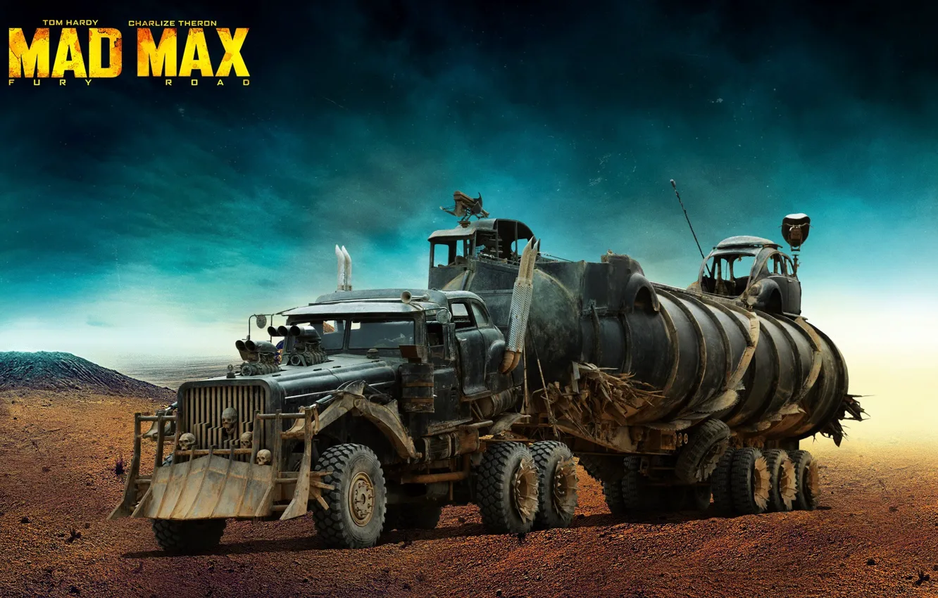 Photo wallpaper desert, truck, skull, postapokalipsis, Mad Max: Fury Road, Mad Max: fury Road, the war rig