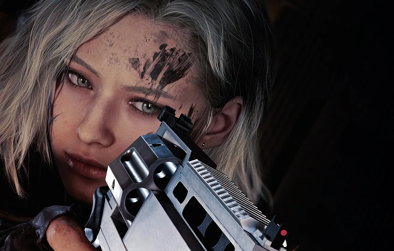 Photo wallpaper gun, weapon, pretty, survivor, face, revolver, re9, biohazard 9