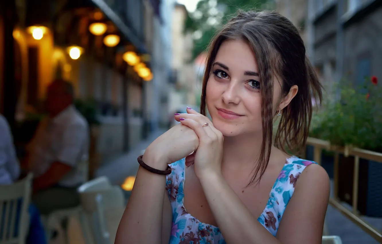 Photo wallpaper smile, portrait, curls, Dana