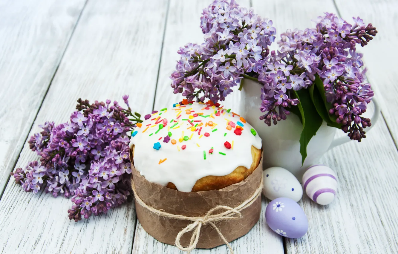 Photo wallpaper flowers, Easter, cake, cake, flowers, cakes, lilac, glaze