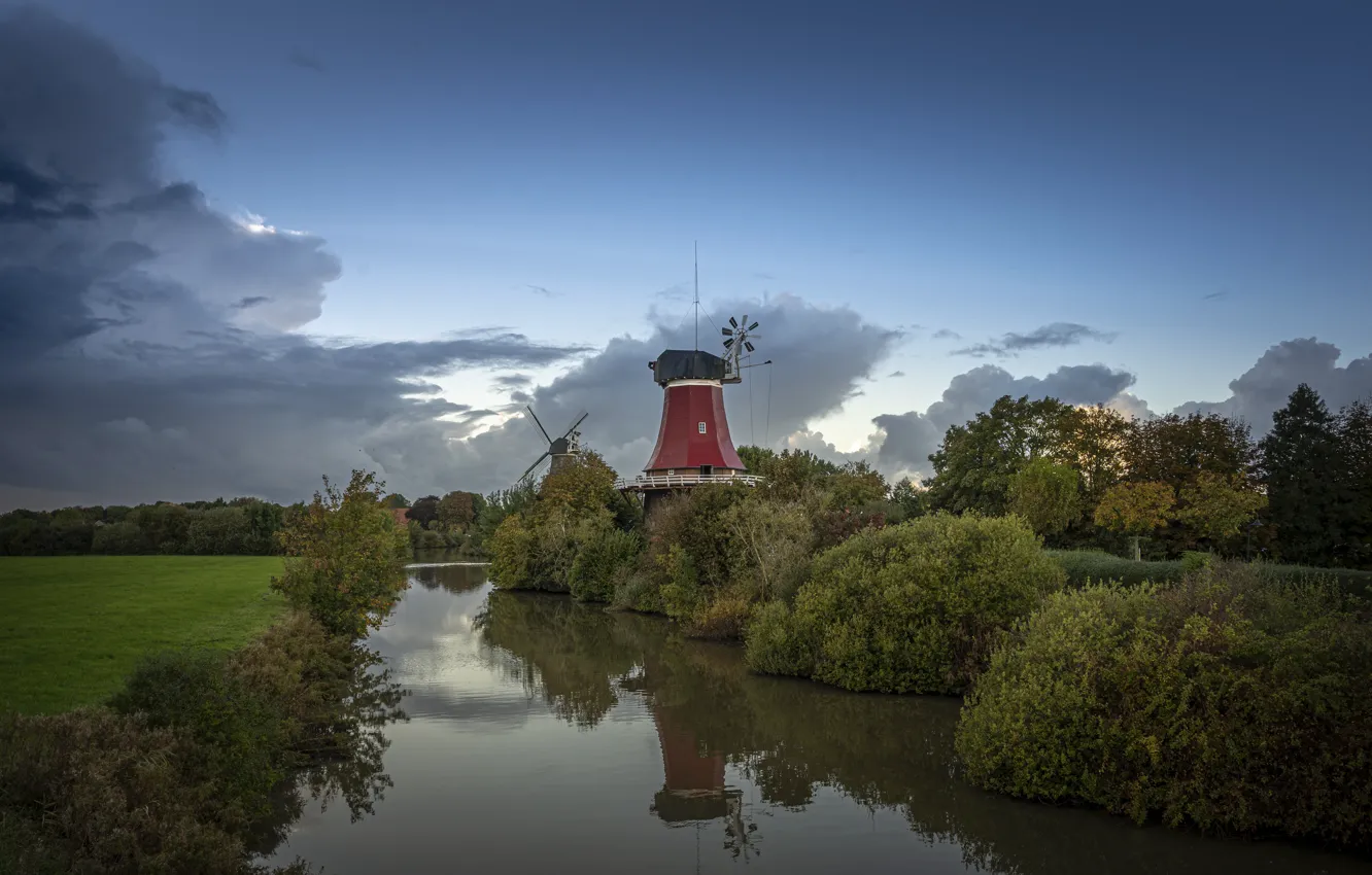 Photo wallpaper landscape, nature, Germany, mill, river