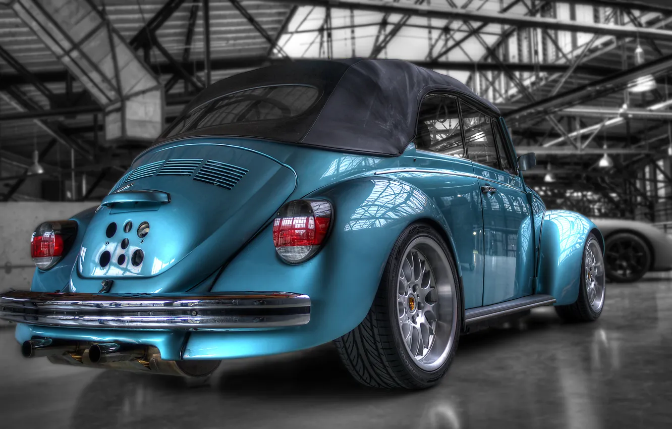 Photo wallpaper blue, beetle, hdr, blue, power, beetle, voikswagen