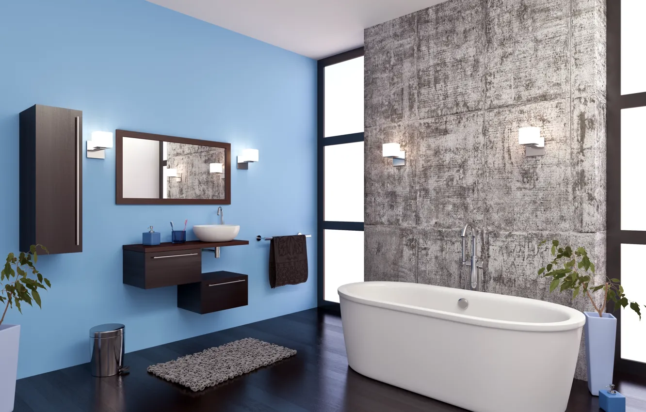 Photo wallpaper design, interior, bathroom, bathroom