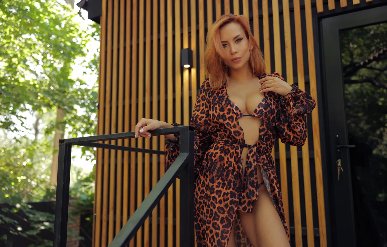 Photo wallpaper girl, Bathrobe, veranda, StasyQ, Stasy Q, Lia Mango