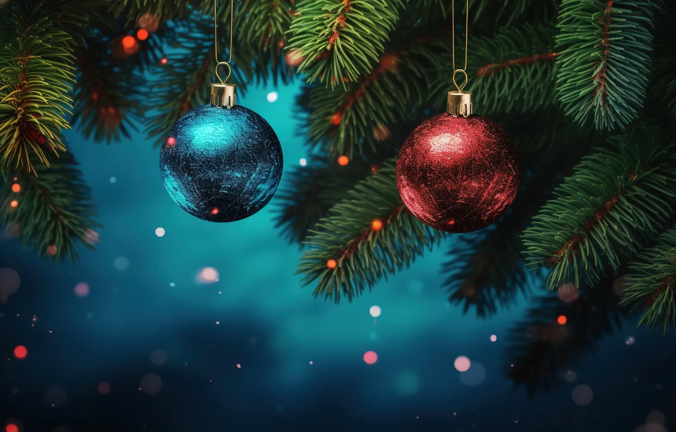 Photo wallpaper decoration, balls, new year, Christmas, Christmas, balls, background, tree