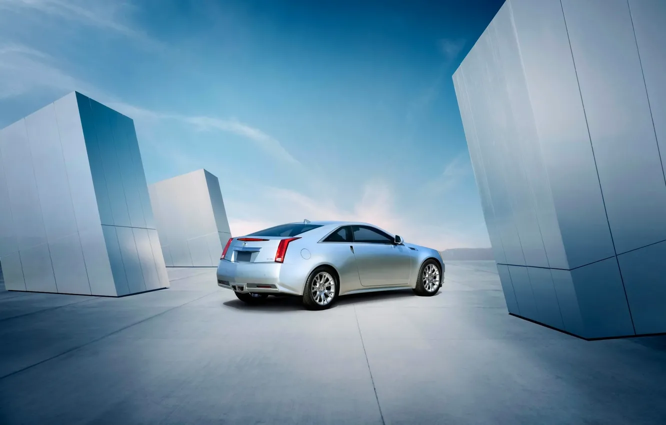 Photo wallpaper Cadillac, The sky, Auto, Grey, CTS, Cadillac, Coupe