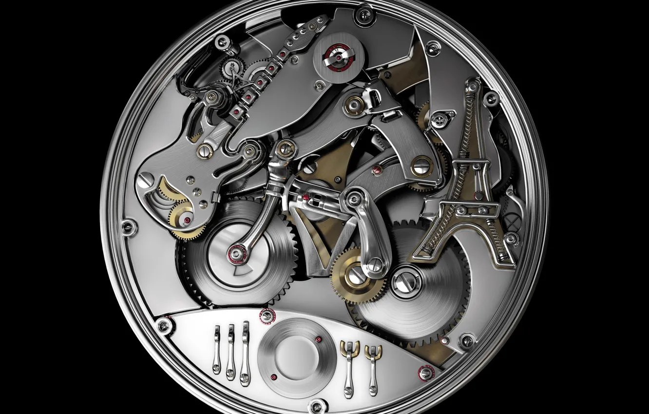 Photo wallpaper watch, mechanism, guitar, cyclist, Eiffel tower