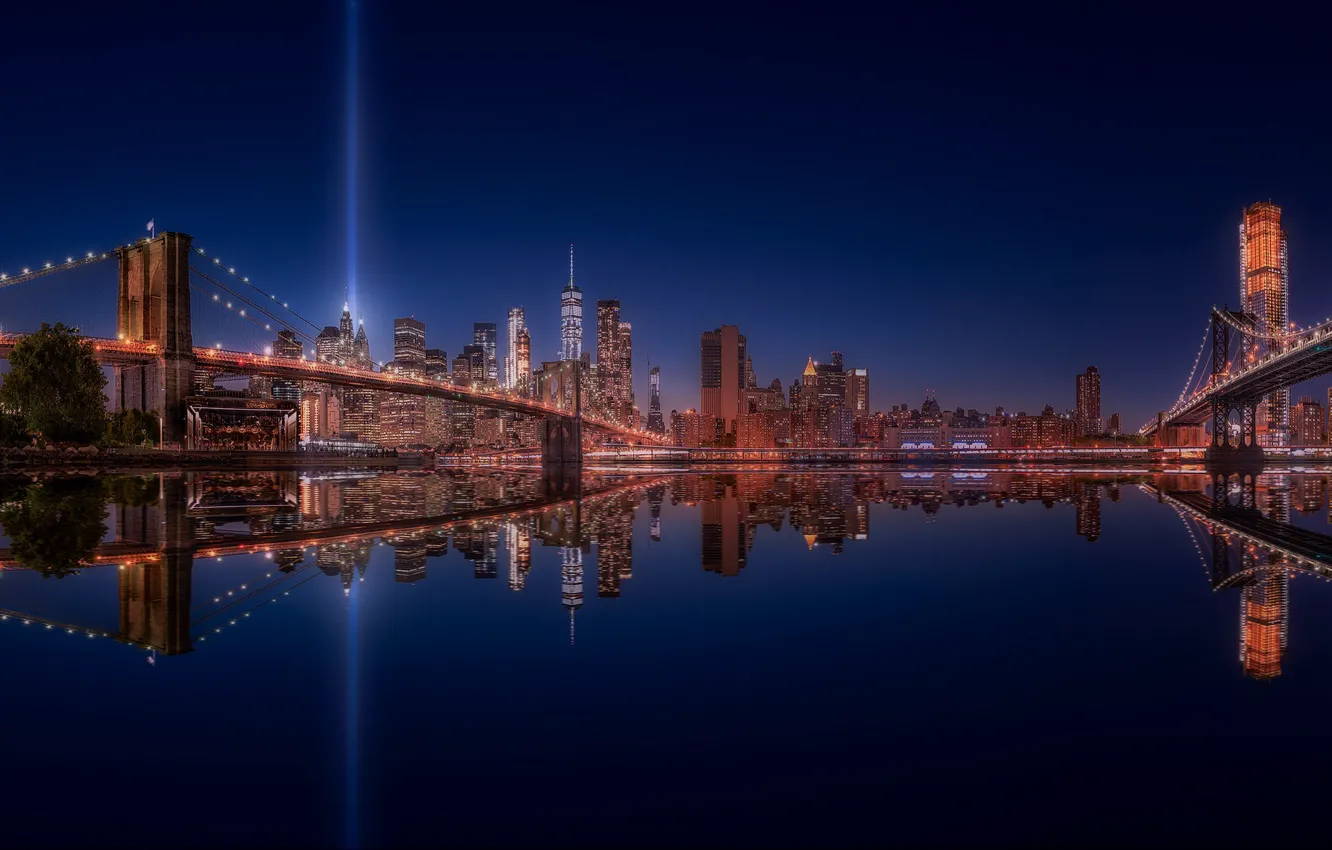 Photo wallpaper night, the city, building, New York, Brooklyn, USA