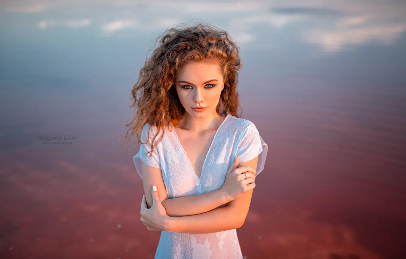 Photo wallpaper water, girl, hair, dress, curls, Grigoriy Lifin, Zaslavska To Alina, Alina Zaslavska