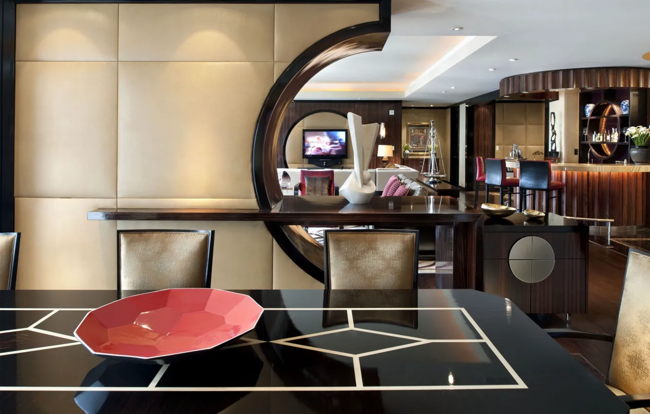 Photo wallpaper style, table, interior, TV, chair, the hotel, bar